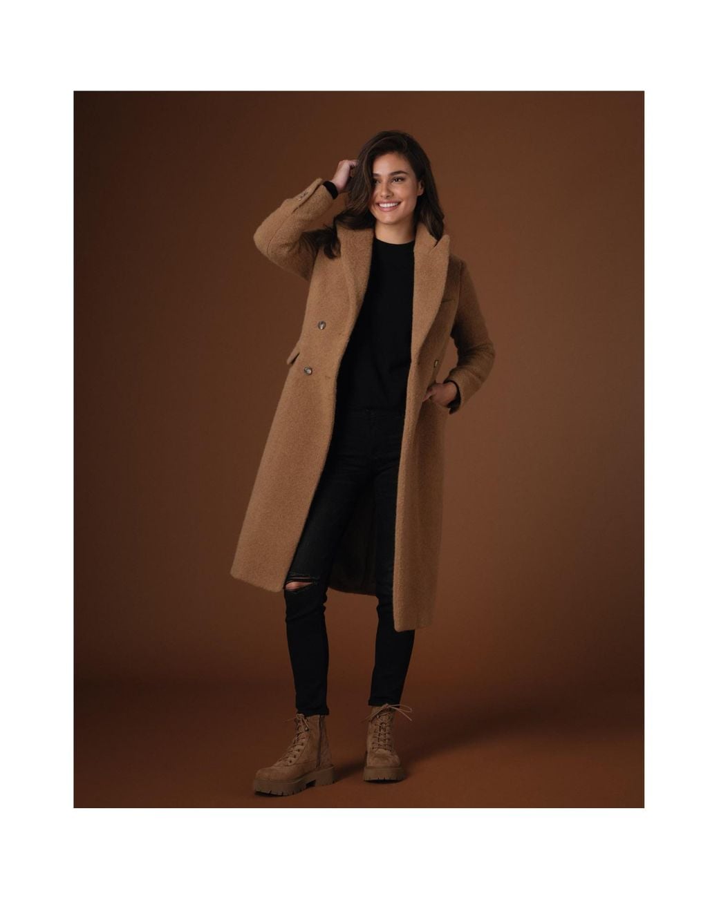 Vulto Brown Camel Double Breasted Coat