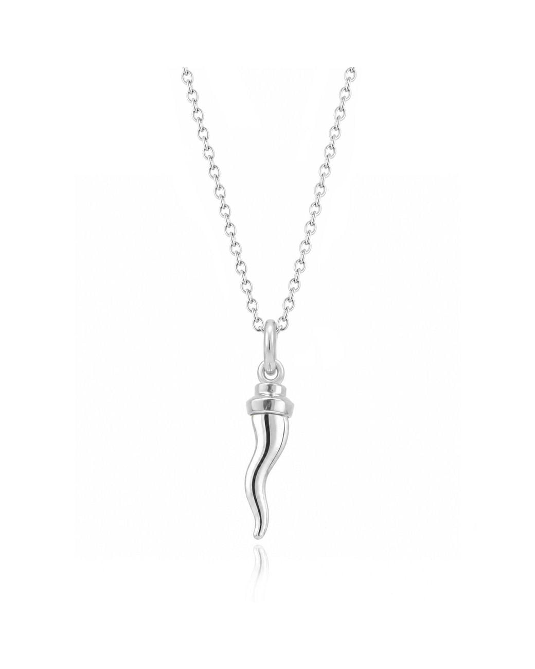 Unaloe Metallic Sterling Italian Horn Cornicello Necklace With Bowler Hat for men