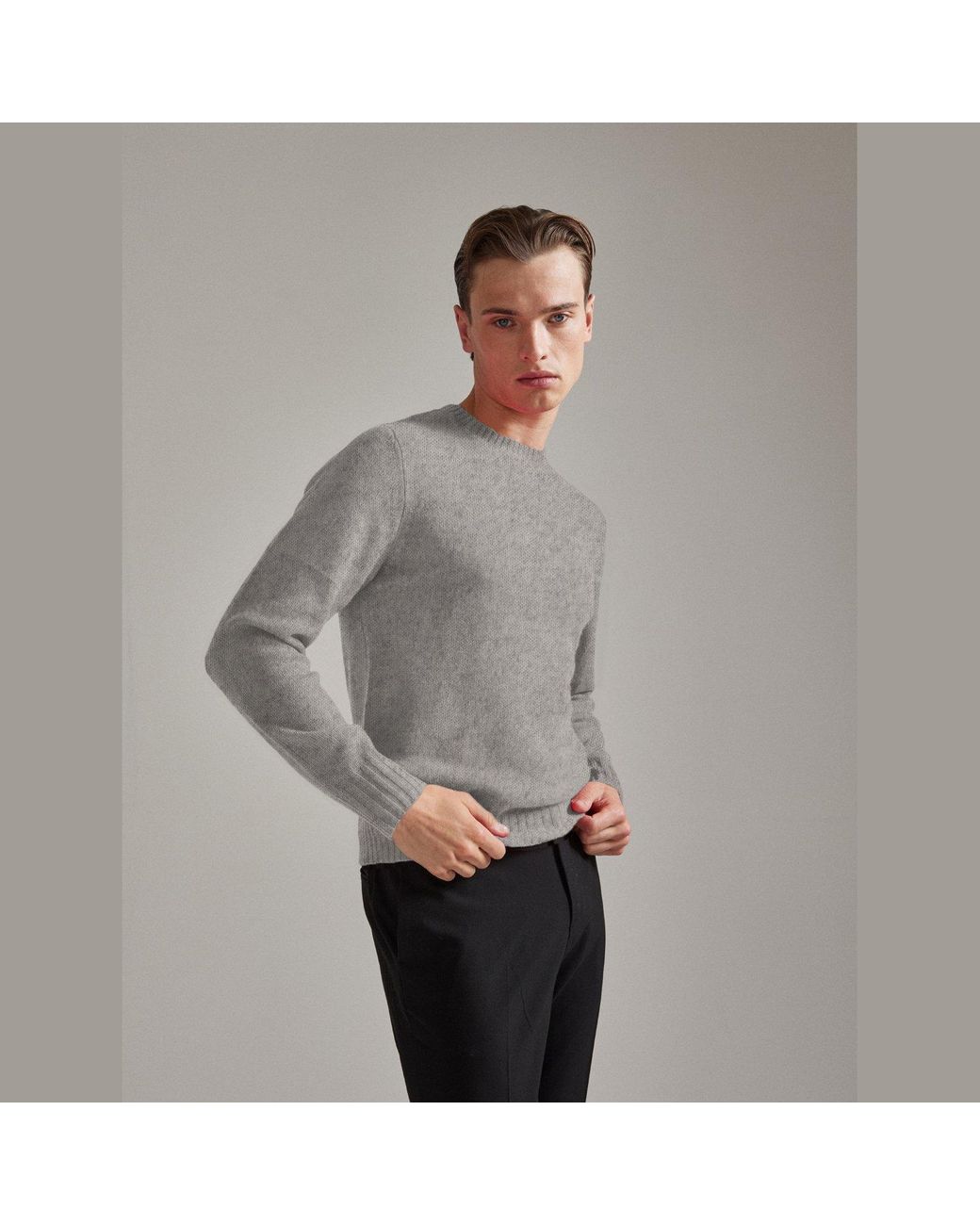 Salts Cashmere Gray Lofty Knit Crew Neck Sweater