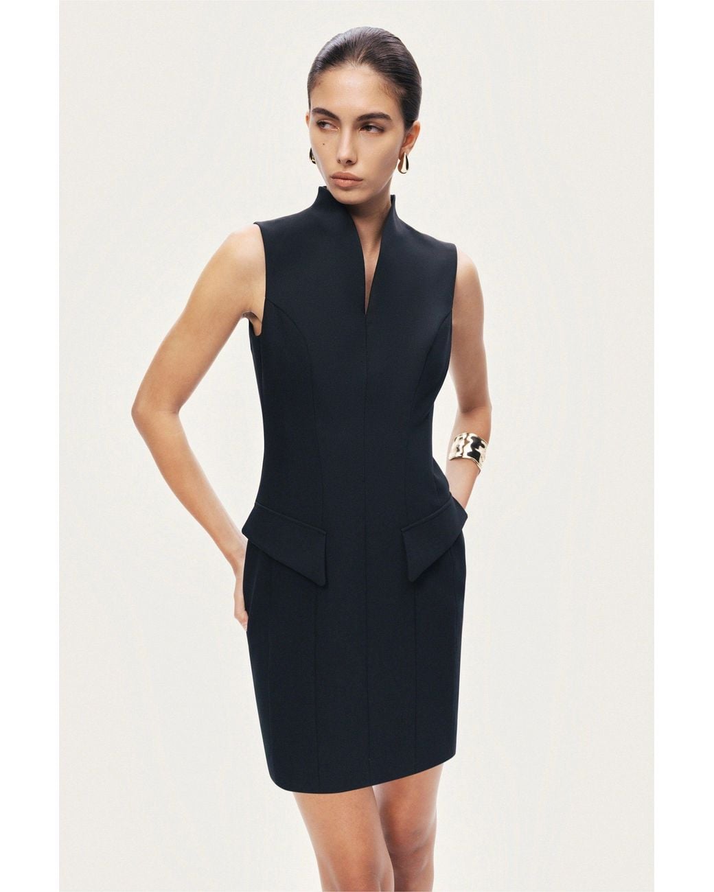Nocturne Black Tailored Mini Dress