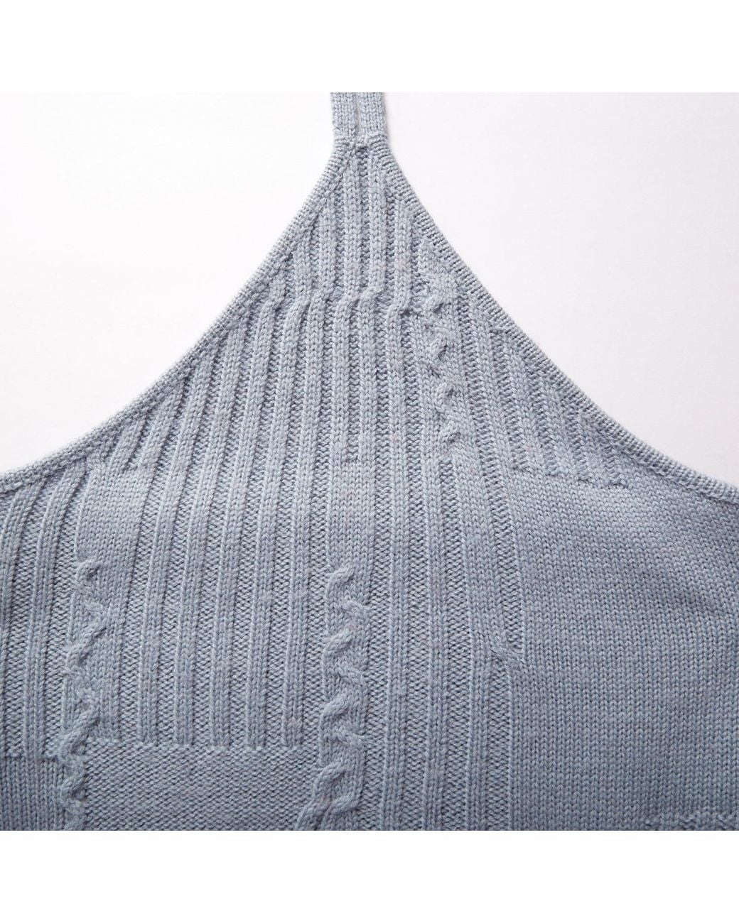 Fully Fashioning Blue Freya Cable Wool Knit Halter Top