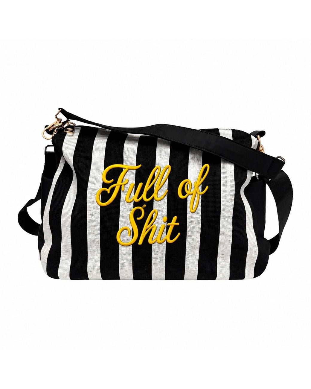 Lilly Loves Black Full Of Shit Stripe Shoulder Bag