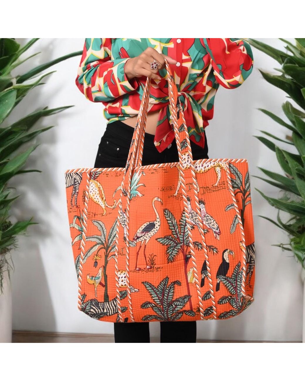 Conscious Yoga Collective Red The Ultimate Velvet Jungle Tote