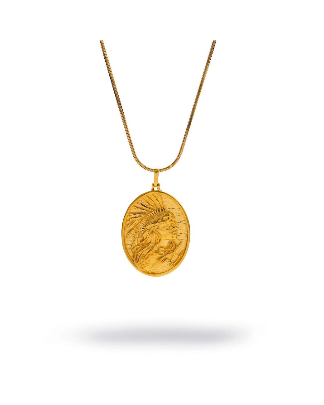 Ebru Jewelry Metallic Golden Warrior Goddess Medallion Necklace