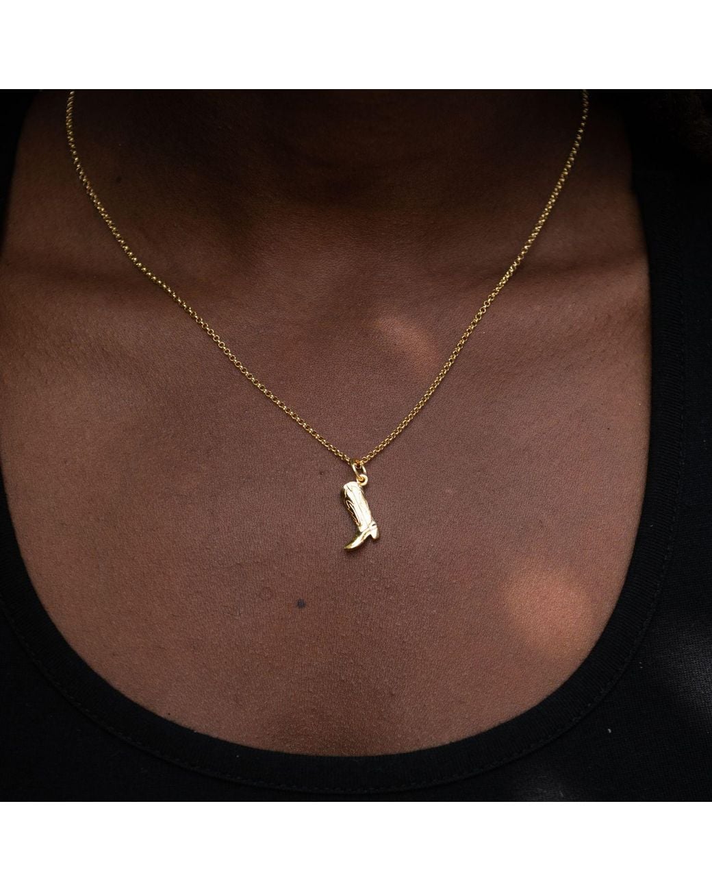 Scream Pretty Metallic Cowboy Boot Charm Necklace