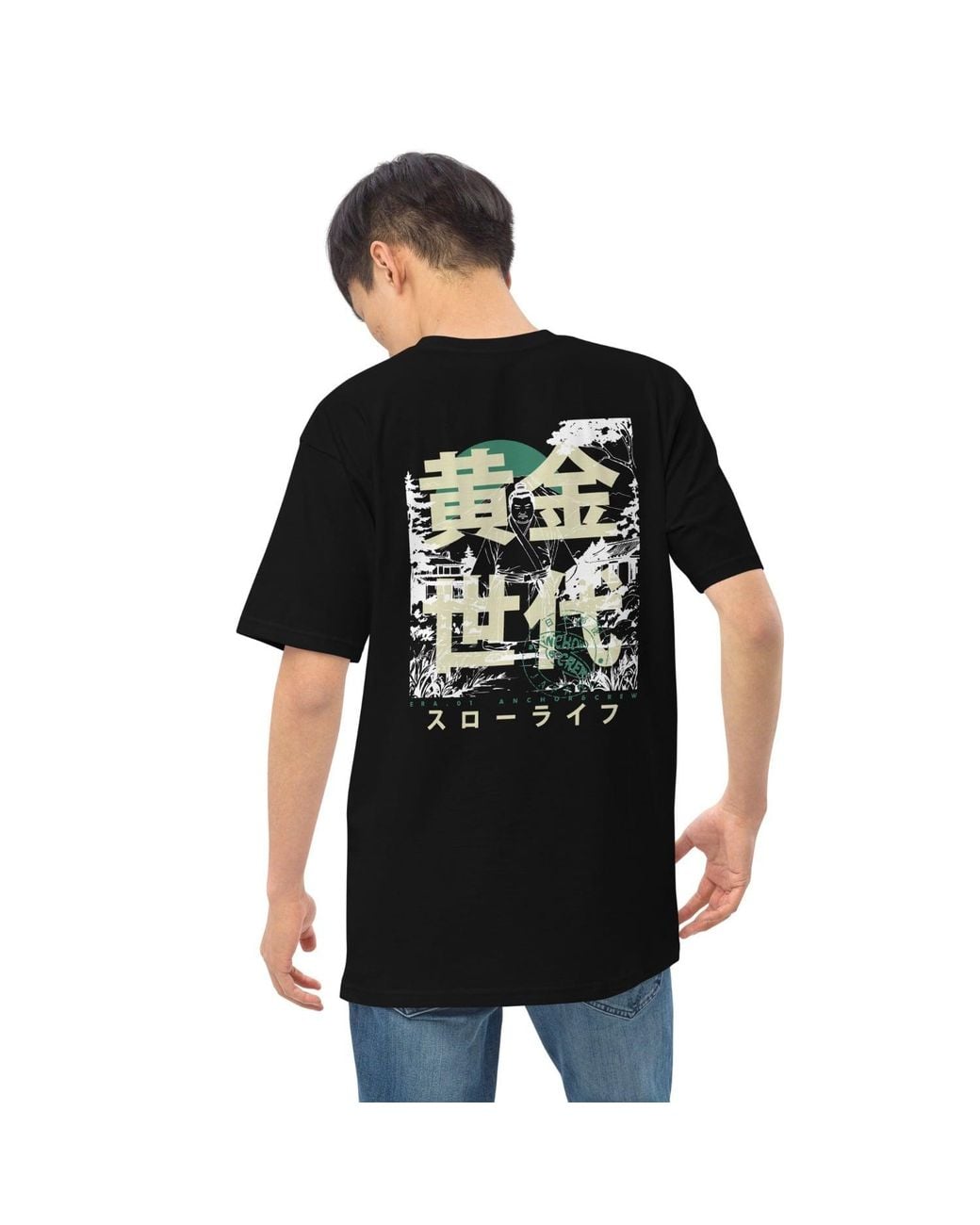 Anchor and Crew Black One Sumo Japan Era Heavy Cotton T-Shirt for men
