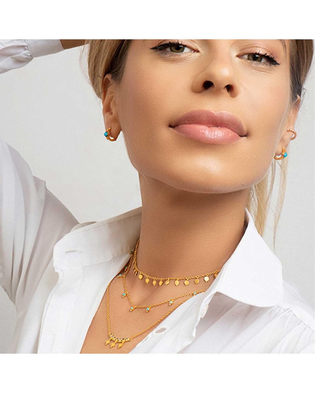 Moon London Metallic Multi Disk Choker Necklace