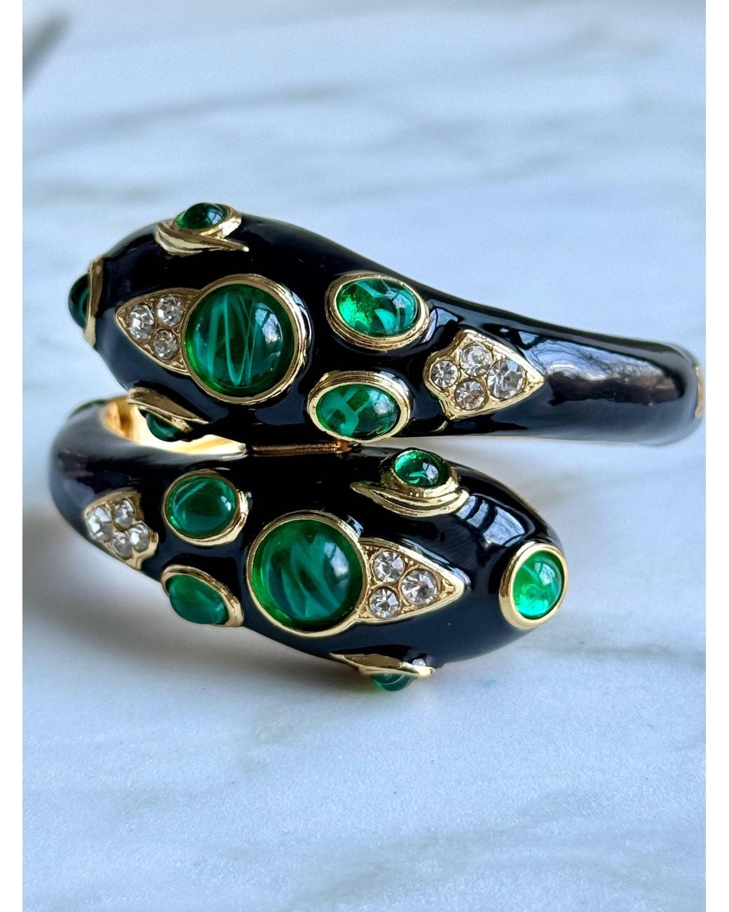 Laura Gray Green Double Headed Snake Bracelet
