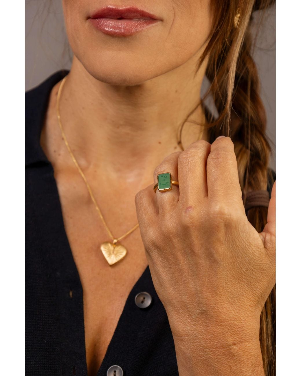 Claire Hill Designs Green Know Your Worth Chalcedony Ring