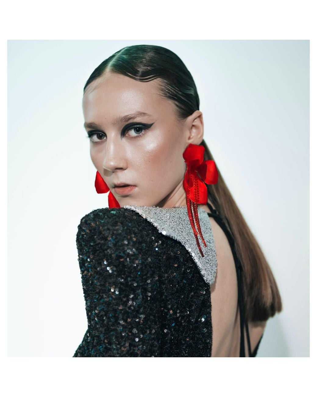 Laura Daili Red Crimson Blossom Earrings