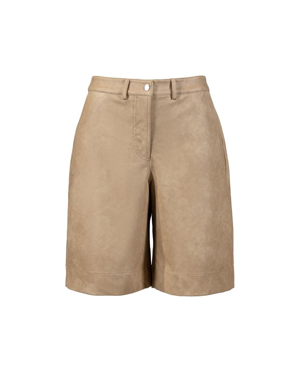 Lendrop Studios Brown Kumi Leather Shorts Tan
