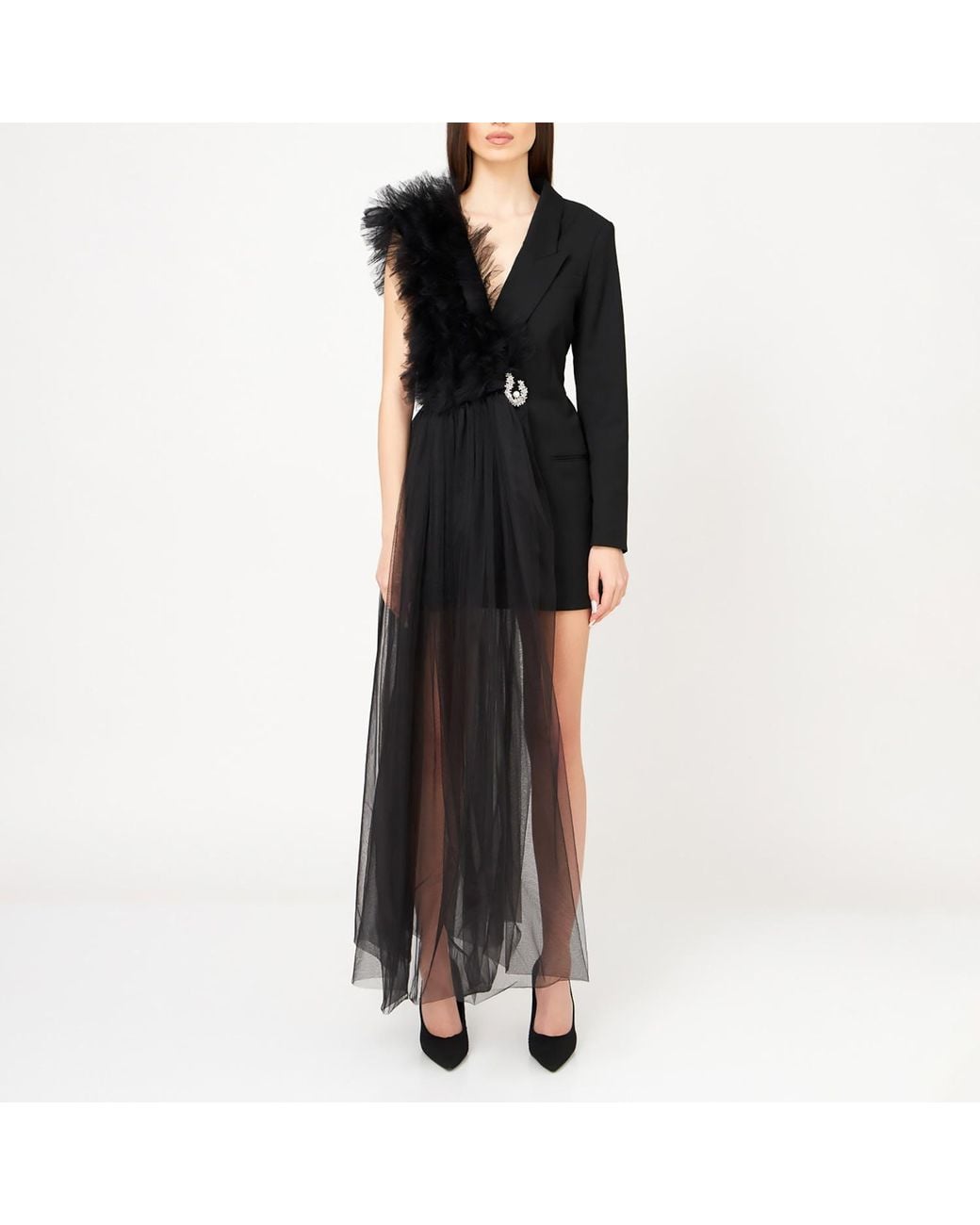 LIA ARAM Black Blazer With A Deconstructed Twist