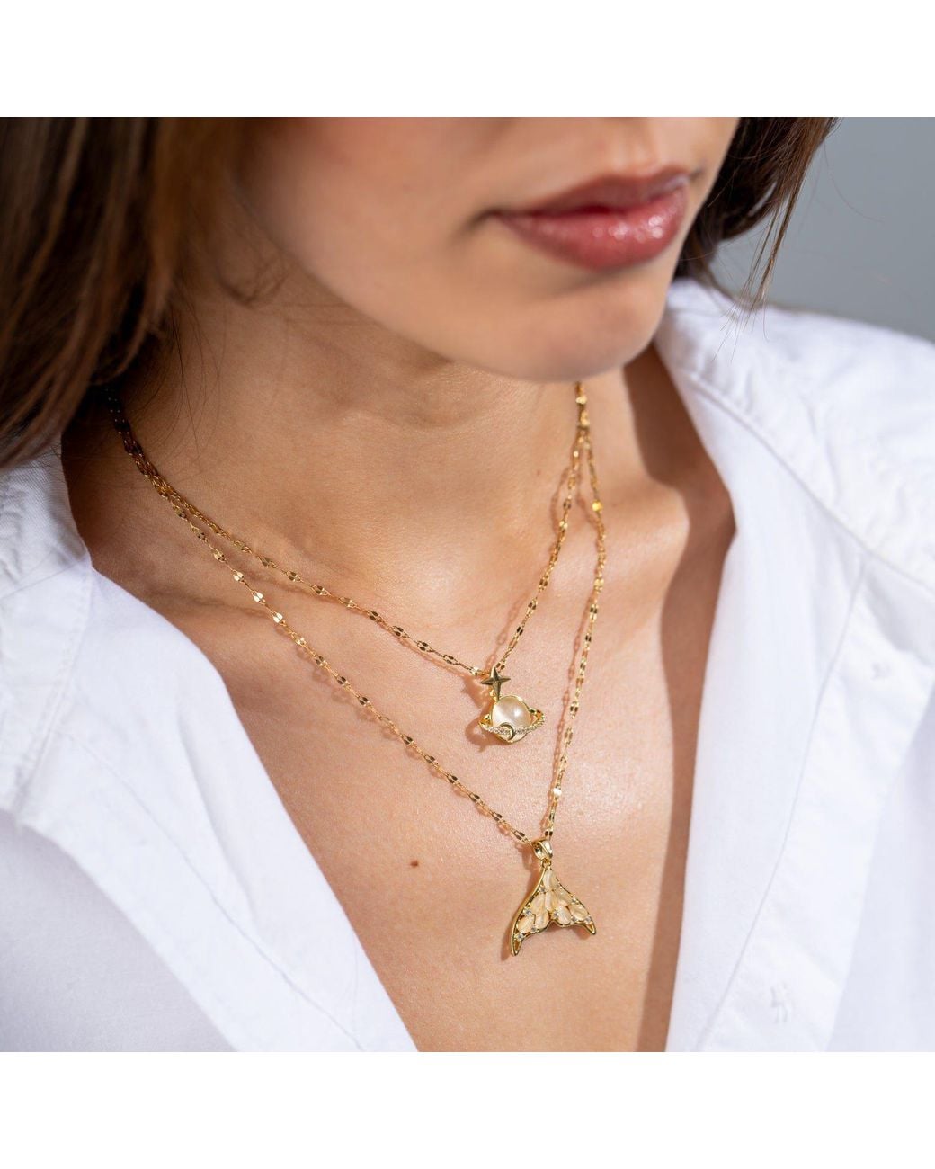 Ebru Jewelry Metallic Mystic Mermaid Tail Pendant Necklace