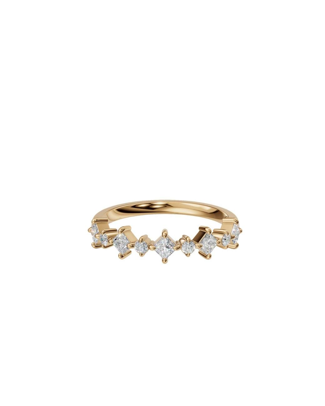 Aya Fine Jewelry Metallic Nova Princess & Round Lab Grown Diamond Stacking Band Ring
