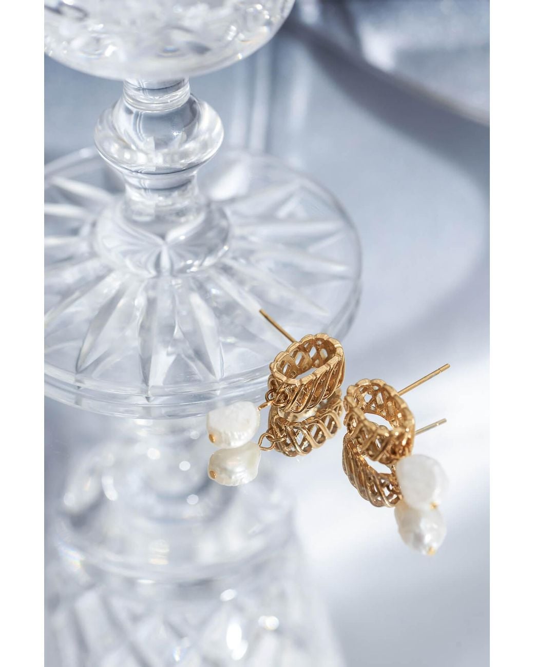 Ballinger Jewellery Metallic Woven Drop Freshwater Pearl Earrings