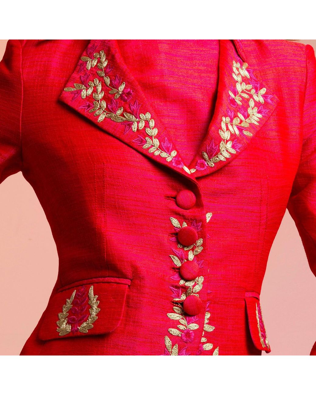 Beatrice von Tresckow Pink Cerise Pimpernel Longline Silk Jacket