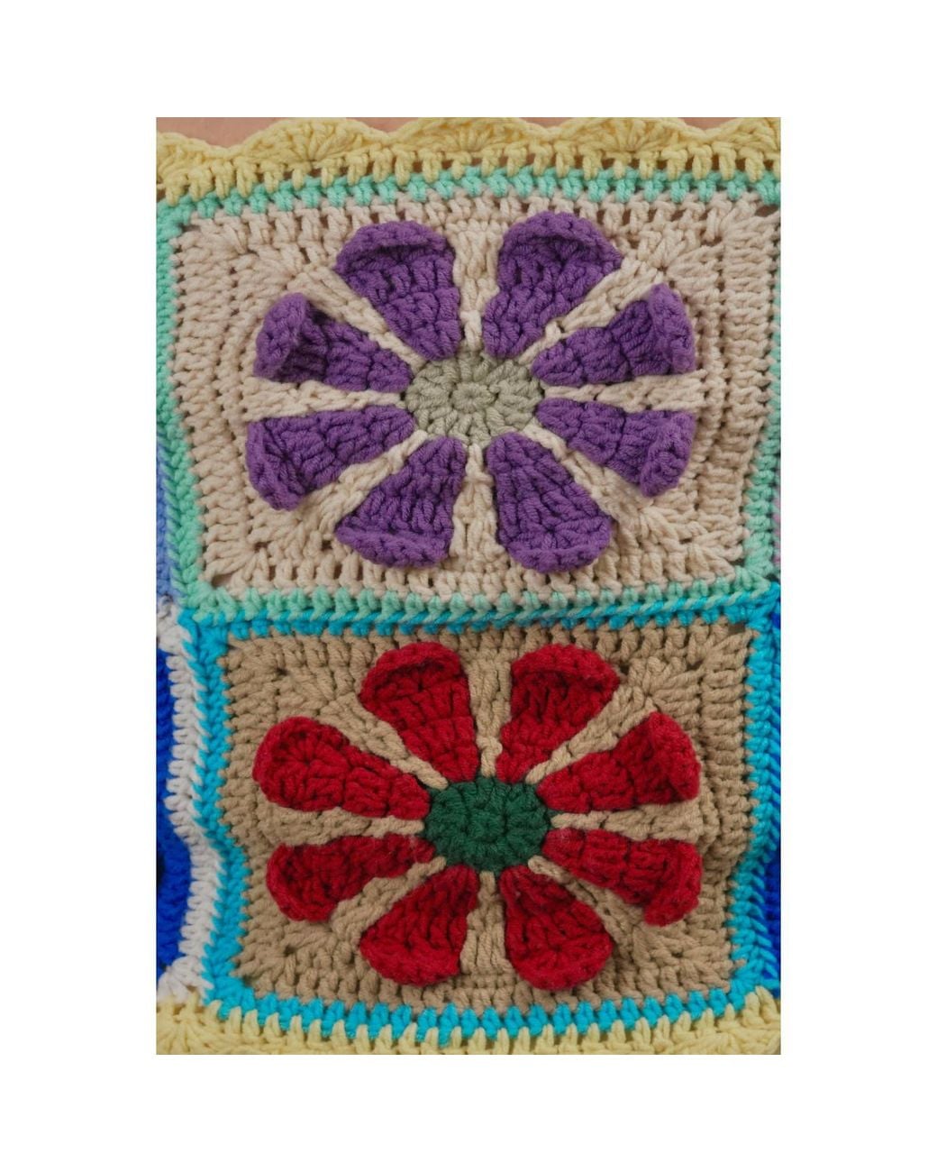 Ana Chic Blue Bloom Granny Square Handmade Crochet Mini Skirt