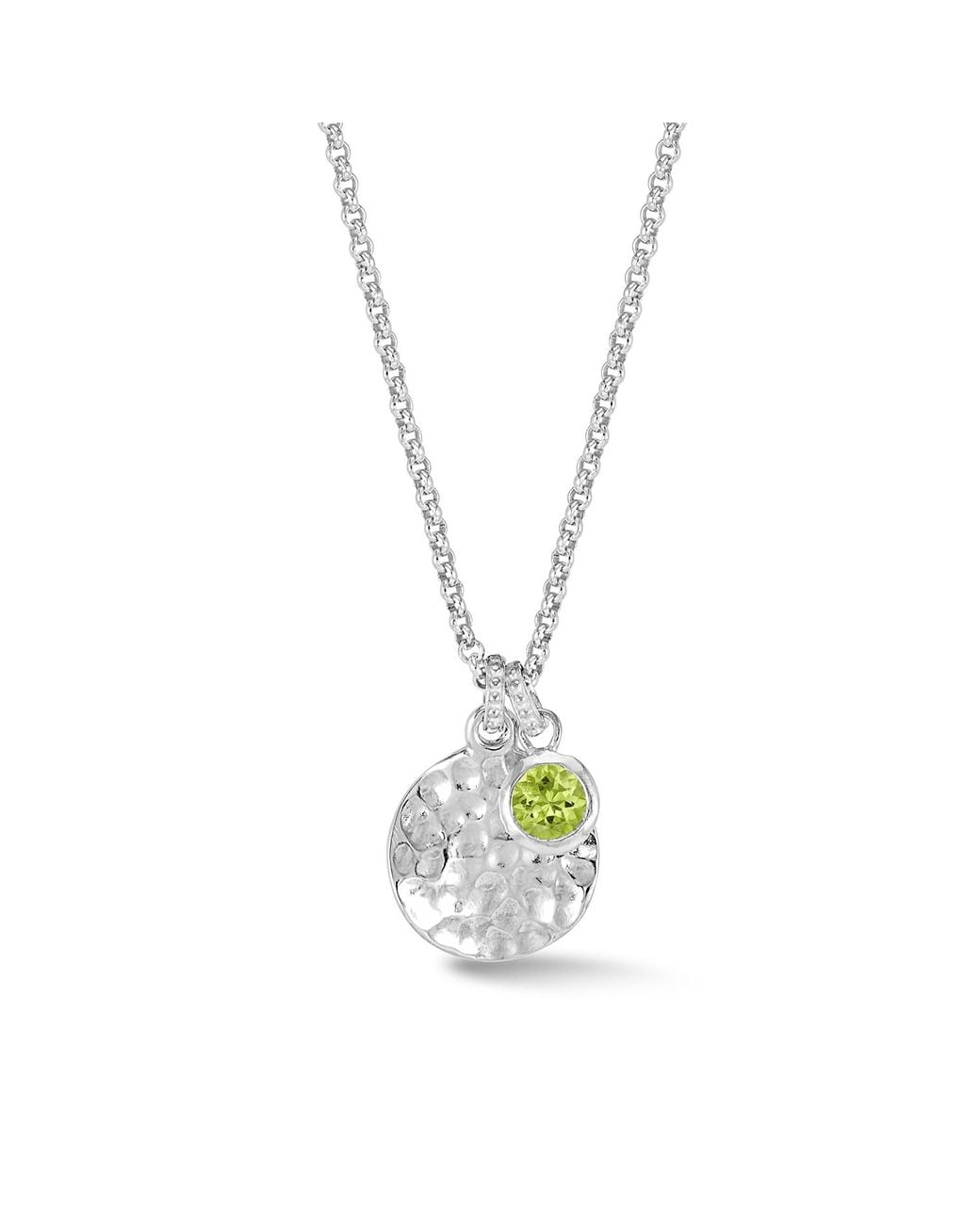 Dower & Hall Metallic Hammered Disc & Peridot Array Pendant
