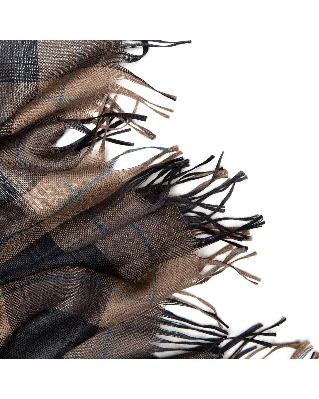 Kinalba Black Neutrals Weekender Earth Check Cashmere & Silk Scarf