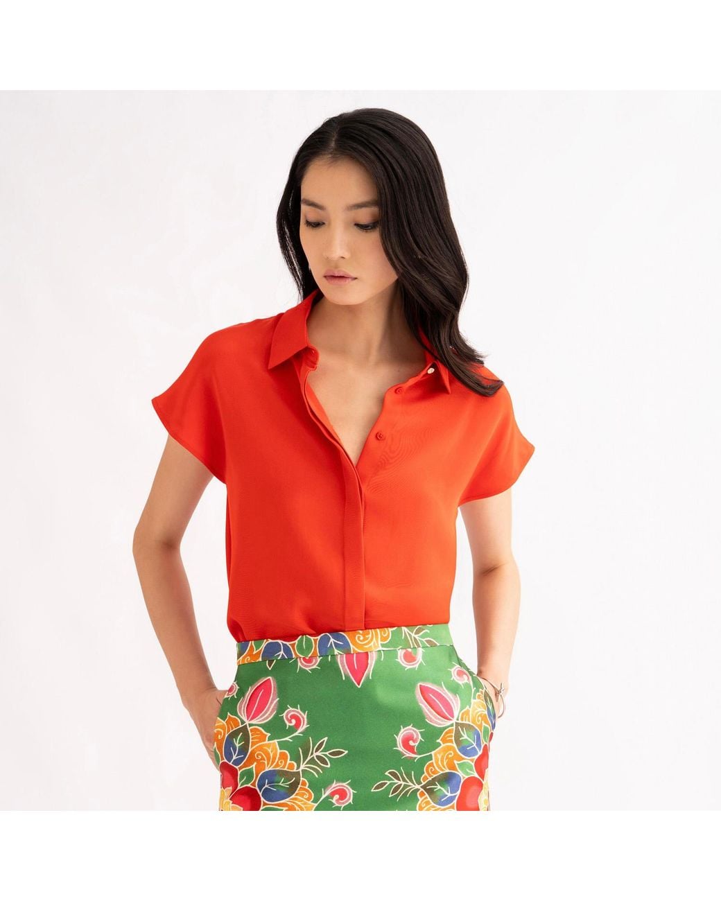 Emma Wallace Red Fleur Blouse