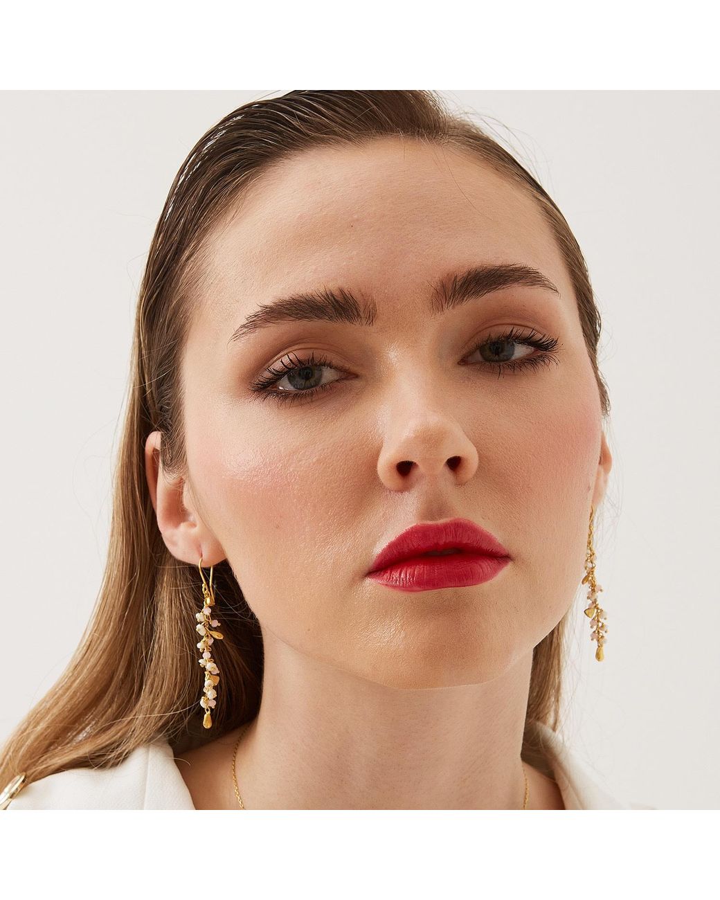Spero London Metallic Multiple Baroque Pearl Drop Sterling Earring