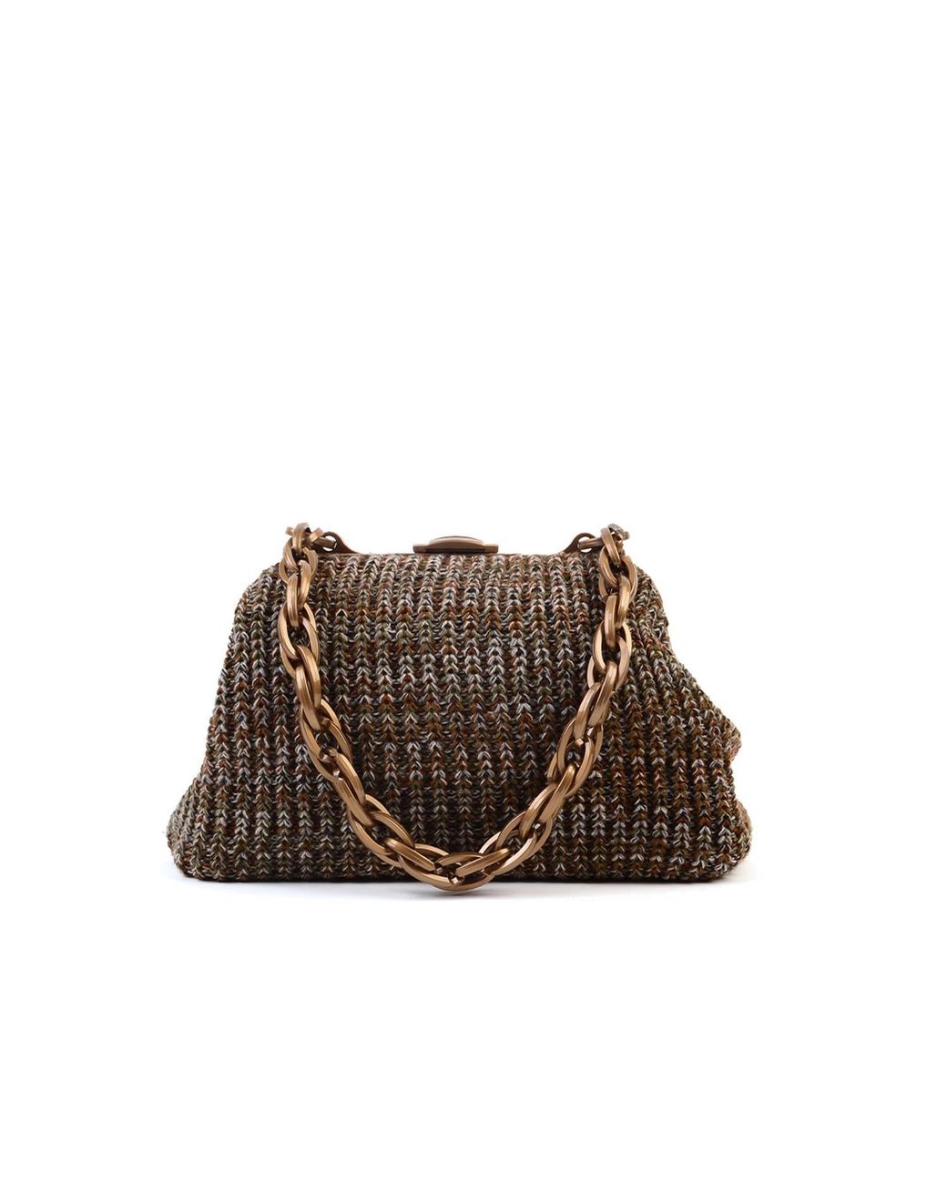 SJW BAGS LONDON Brown Neutrals Balmoral Knitted Purse Clutch