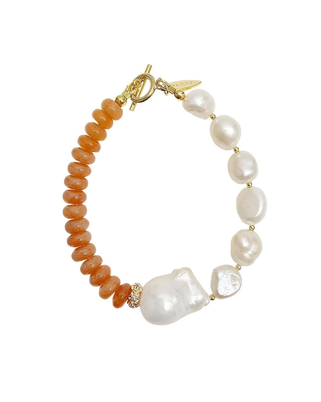 Farra Metallic Aventurine With Freshwater Baroque Pearl Bracelet