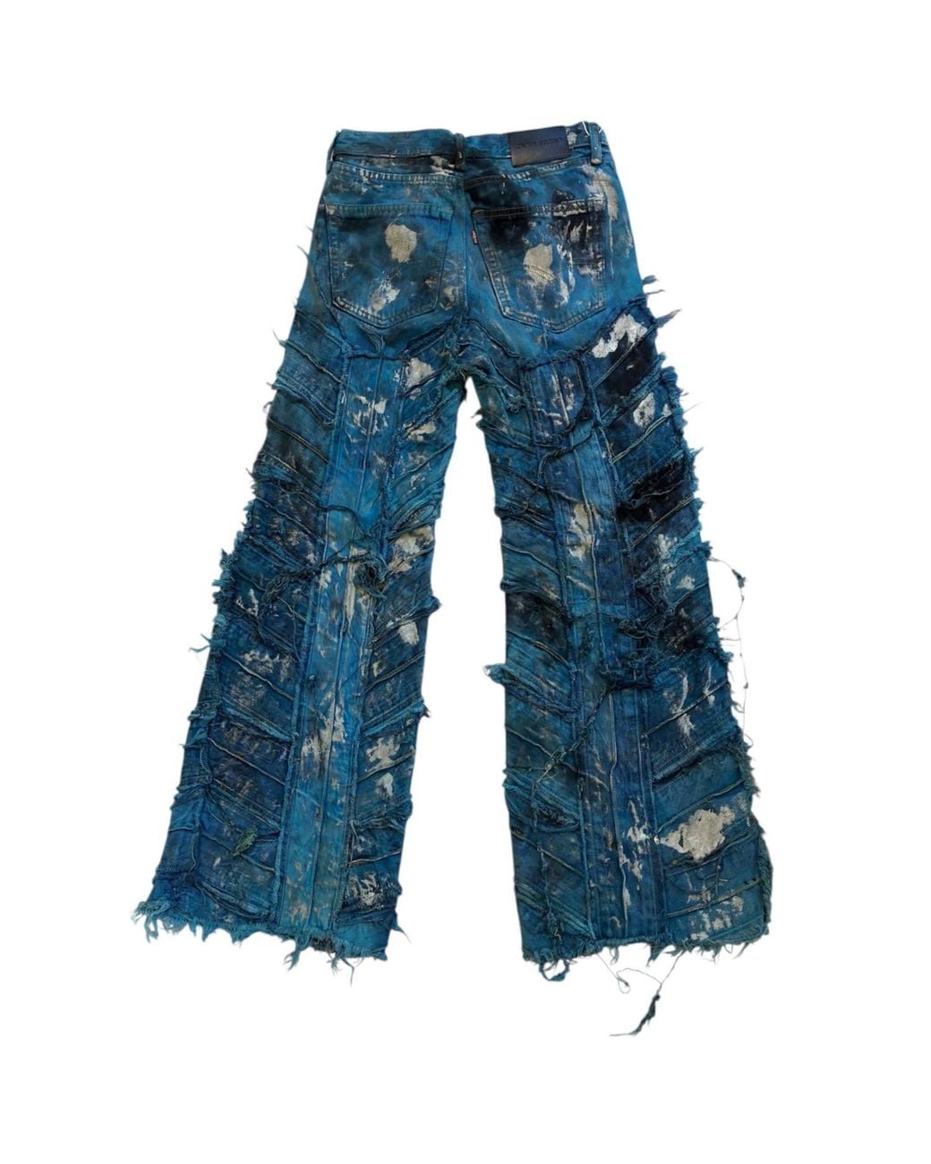 Zasta Studio Blue Wearable Ruins Shredded Wide Leg Colored Denim Pants I
