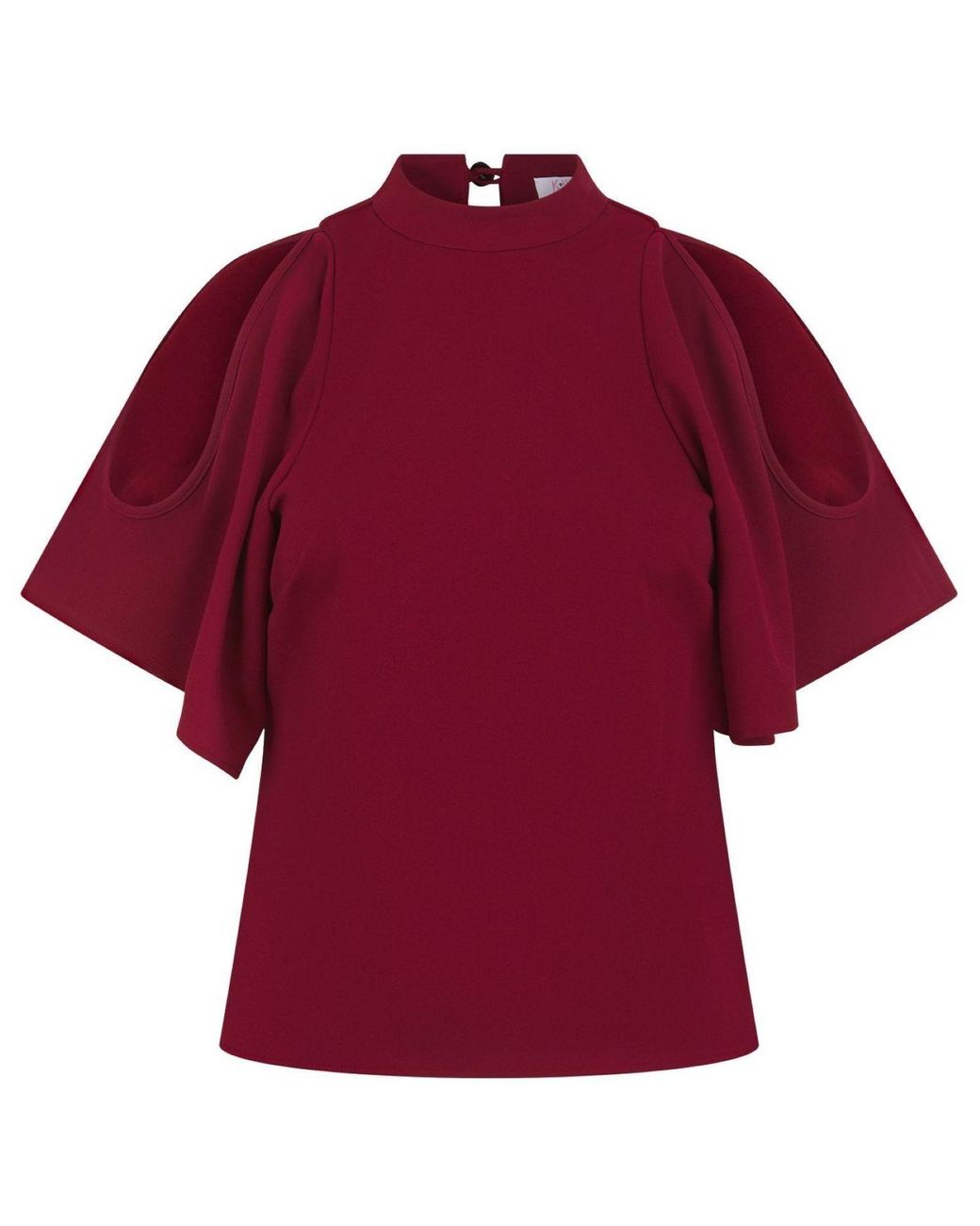 K-Win London Red Elegant Butterfly Sleeve Cold-Shoulder Top