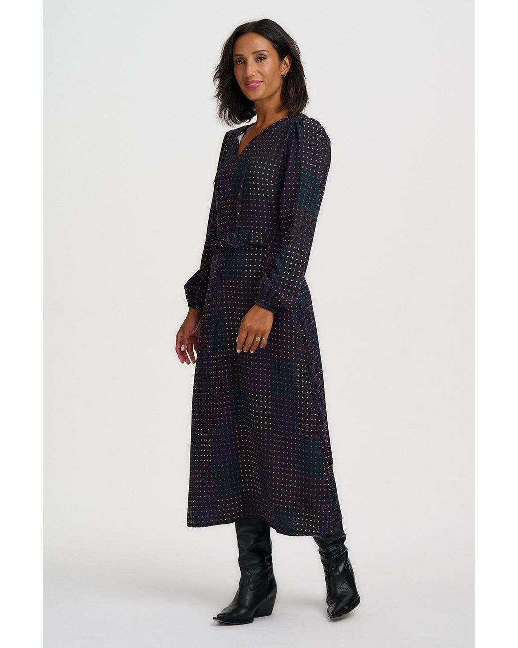Sugarhill Black Crystal Midi Dress Dots
