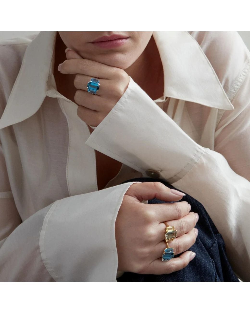 Dinny Hall Blue Trinny Trilogy London Topaz & Swiss Topaz Ring