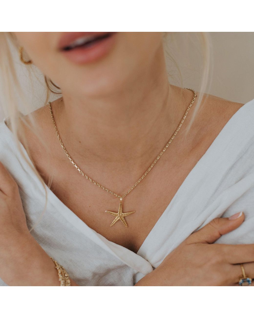 Dainty London Metallic Maxi Starfish Necklace