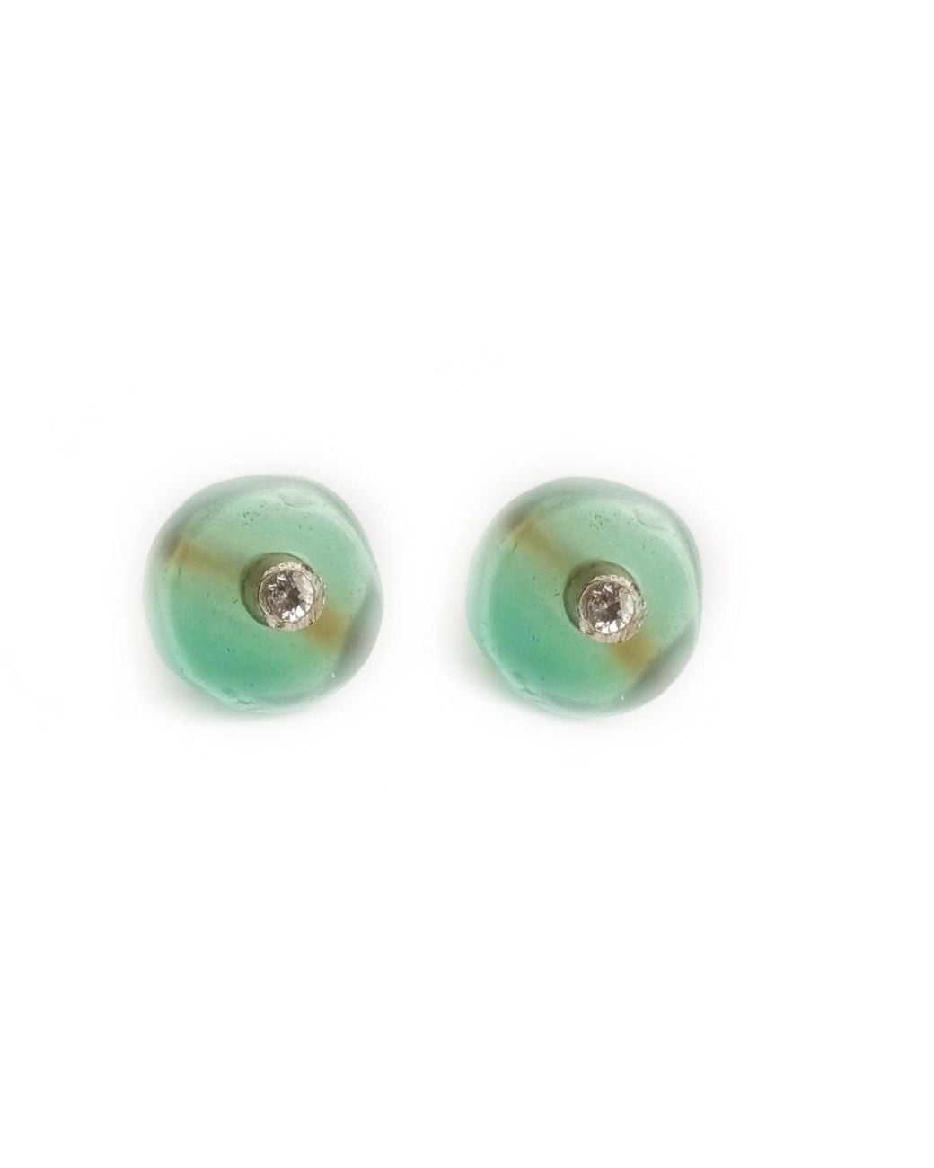 Lily Flo Jewellery Green Onyx Lab Grown Diamond Stud Earrings
