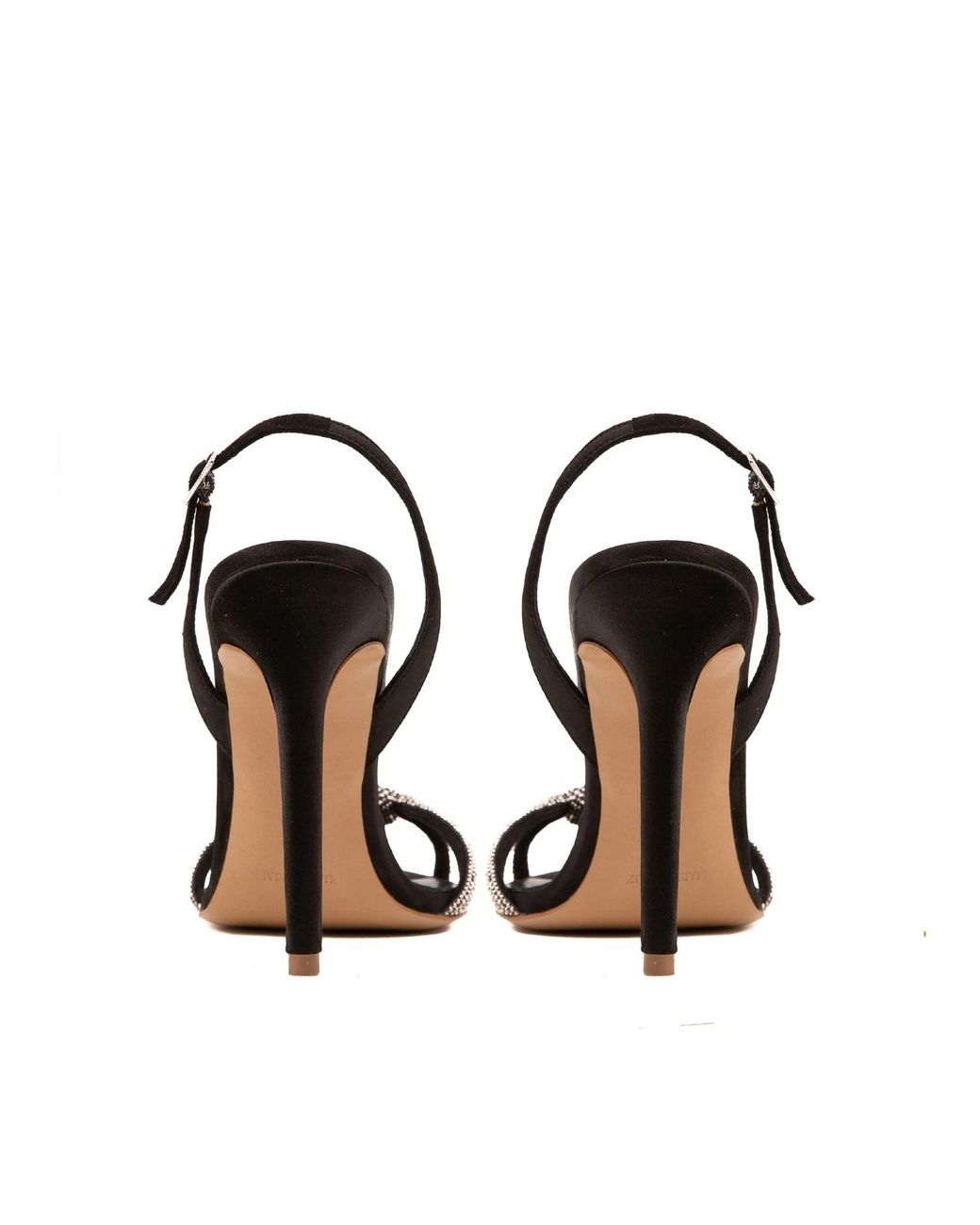Ginissima Black Daisy Crystals And Satin Sandals