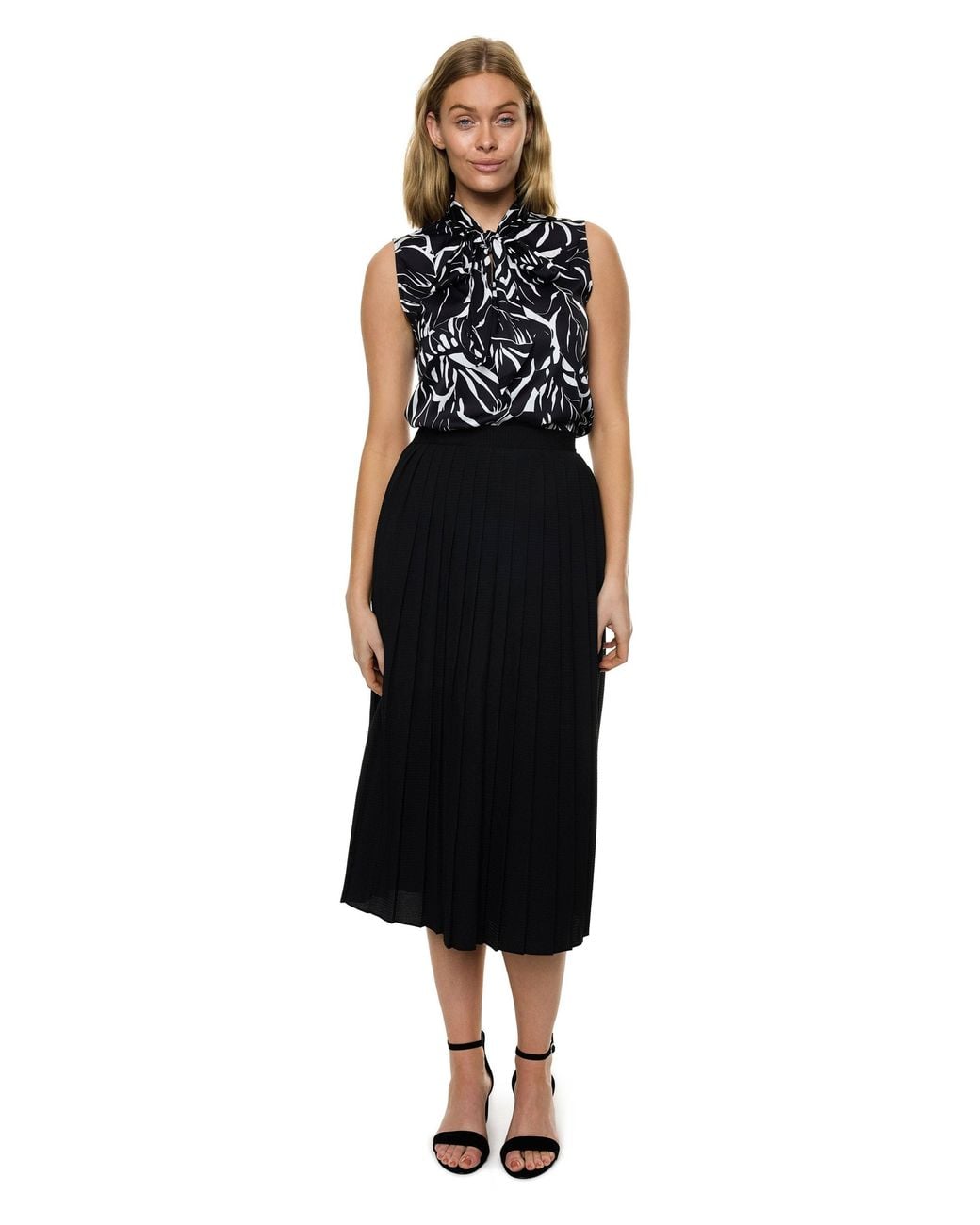 Carloslines Blue Pleated Midi Skirt