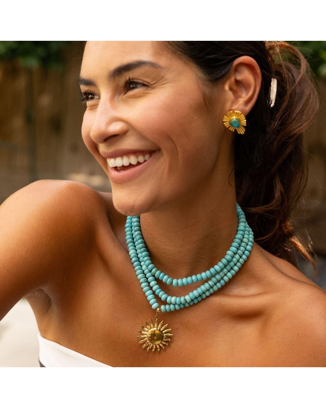 Christina Greene Blue Solara Beaded Layered Necklace