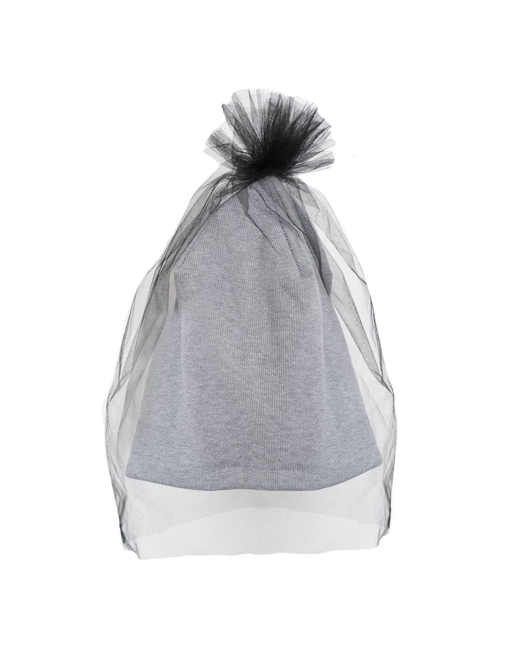 Metamorph Gray Beanie Hat With Tulle Layer