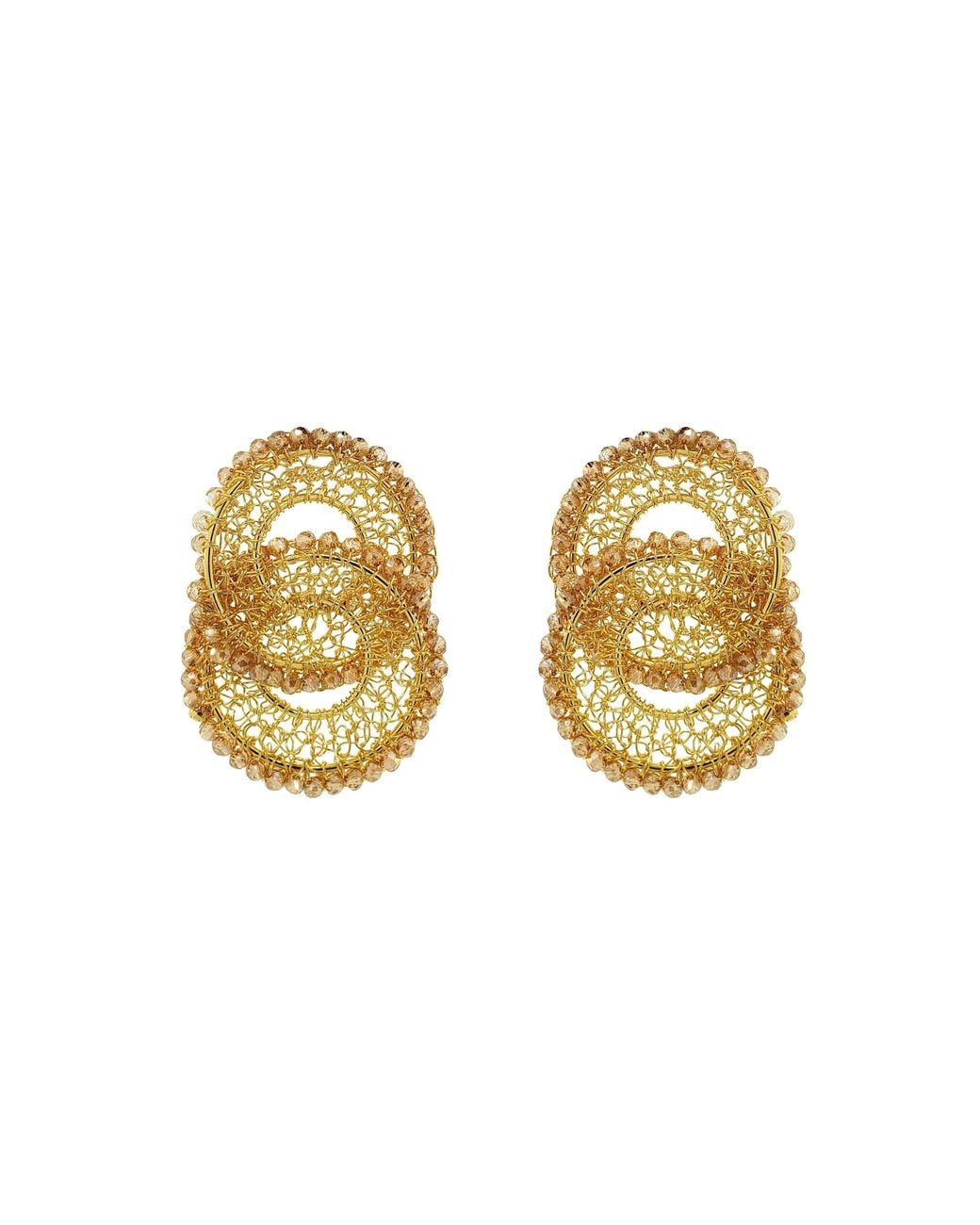 Lavish by Tricia Milaneze Metallic Neutrals Amber & Minerva Duo Handmade Crochet Earrings