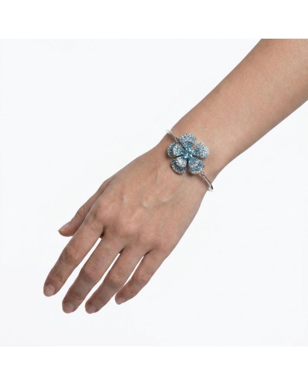 Modenaire Blue Tone Crystal Flower Blossom Bracelet