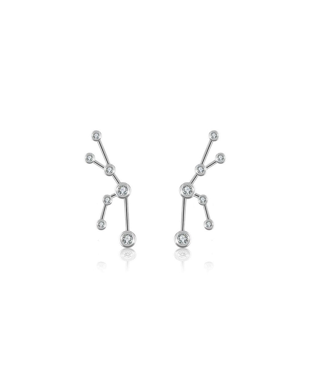 Genevieve Collection Metallic Taurus Zodiac Constellation Earring 18K & Diamond