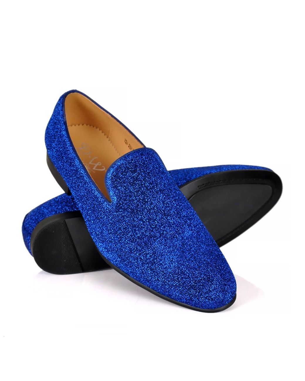 DAVID WEJ Blue Bradford Glitter Smart Loafers – for men