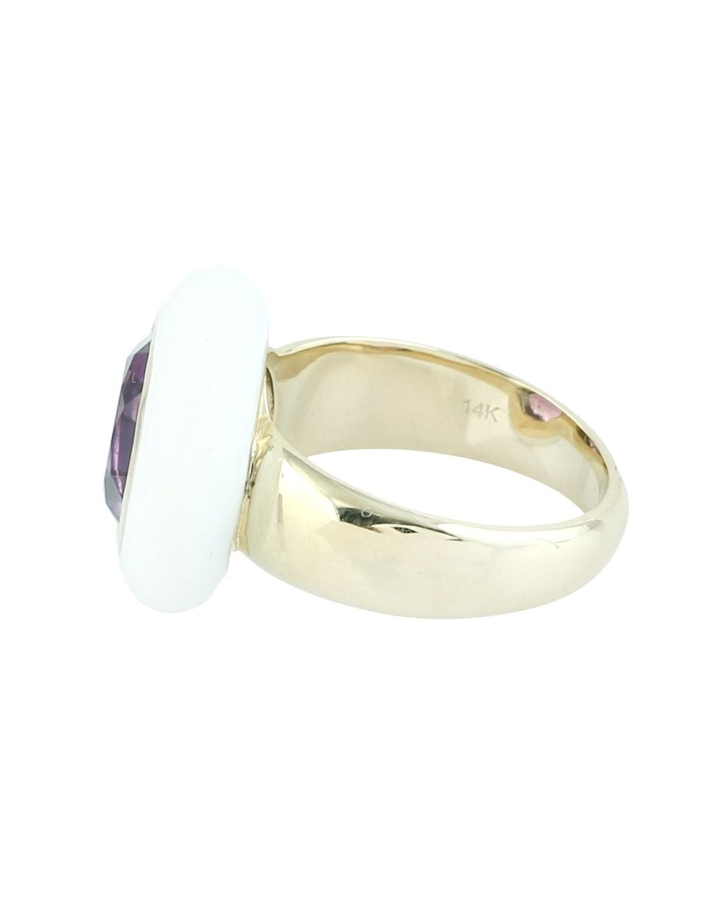 Artisan Purple 14K Enamel & Amethyst Halo Cocktail Ring