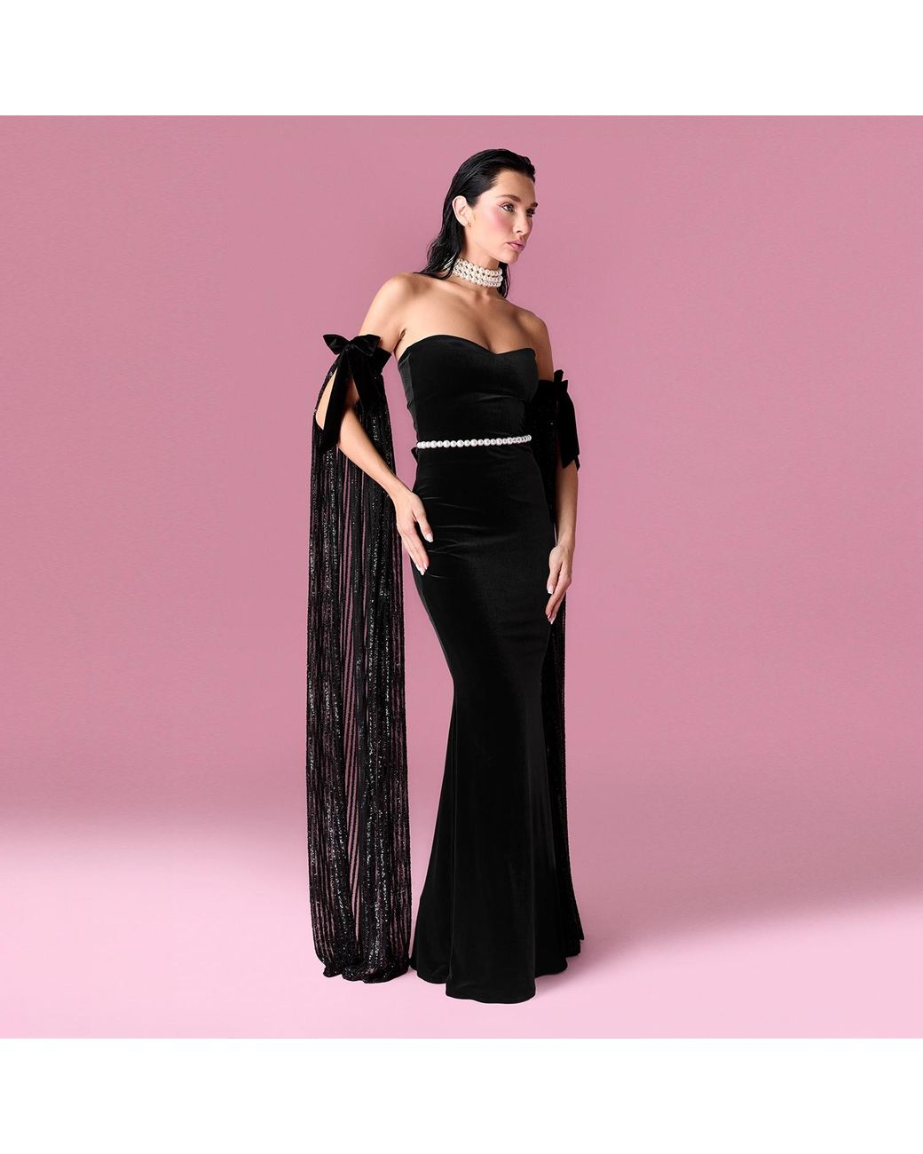 Nur Karaata Black Daisy Gown