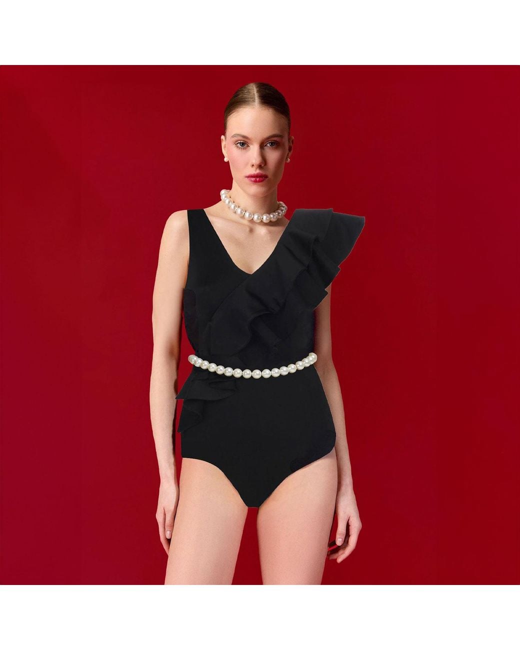 Nur Karaata Black Lilac Pearl Swimsuit