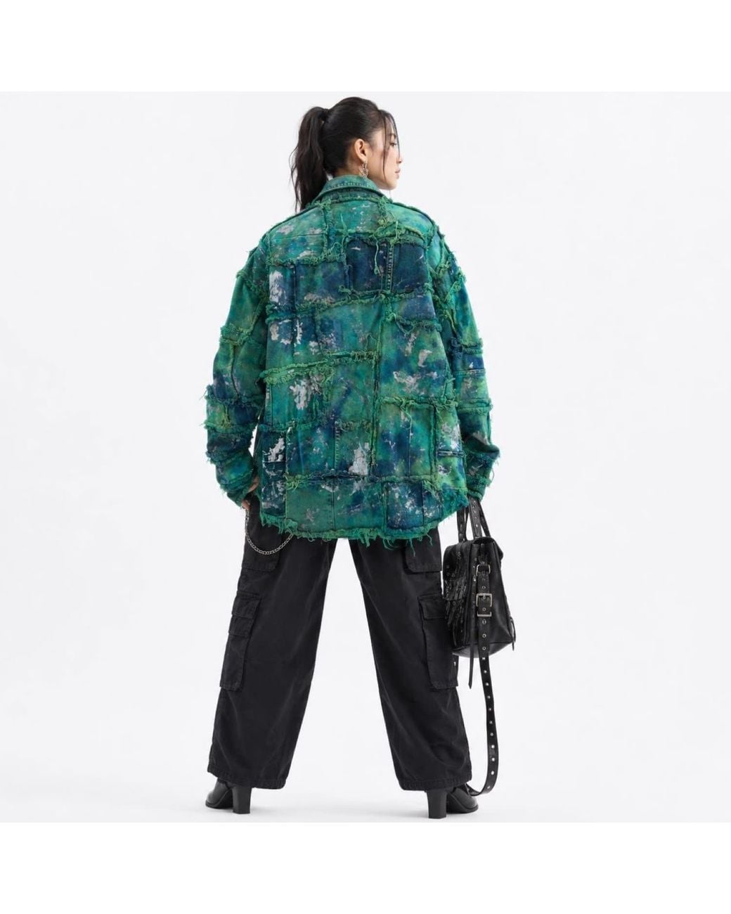 Zasta Studio Green Wearable Ruins Shredded Denim Colored Shirt A
