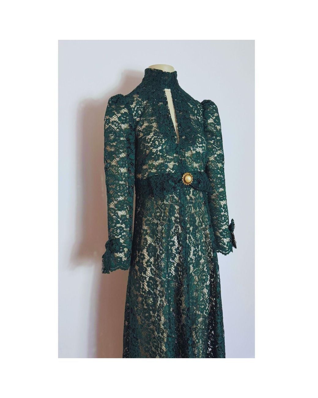 Couture to Your Door Green Gothic Dark Lace Dress