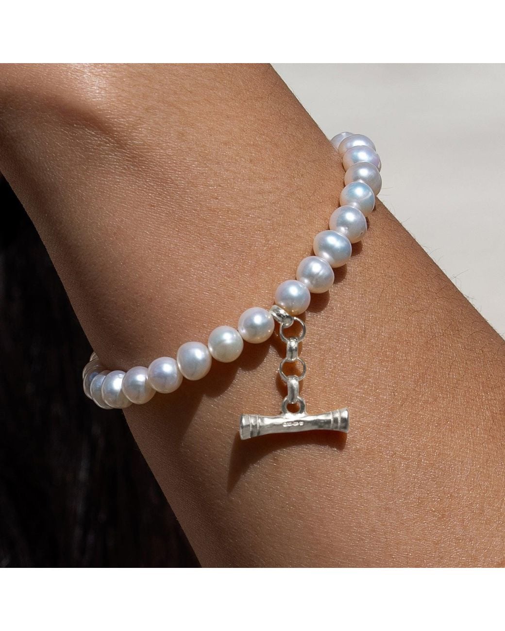 Dower & Hall Metallic Pearl Nomad T-Bar Bracelet