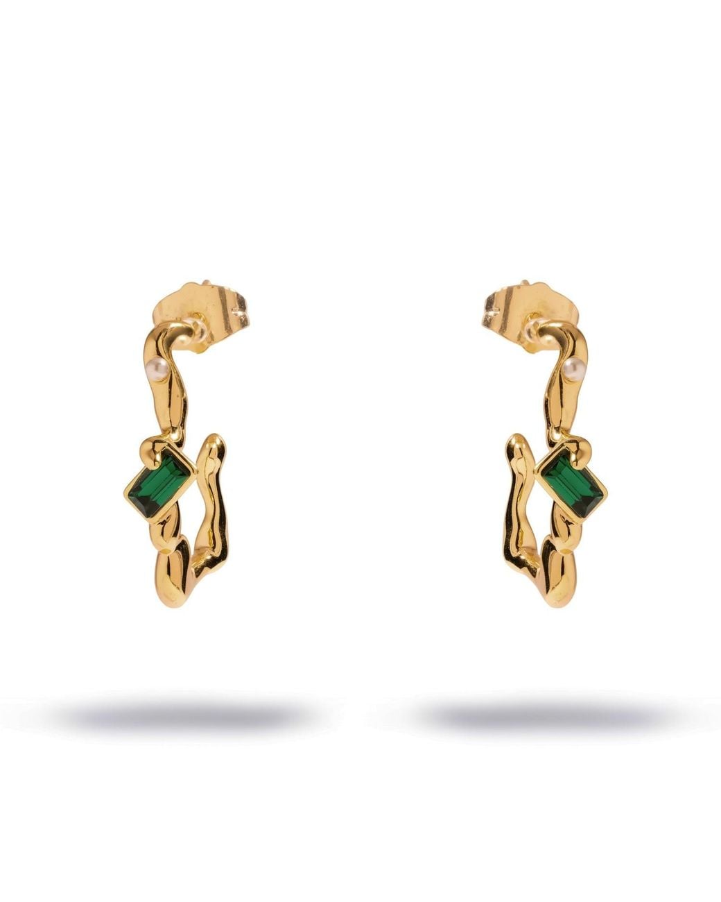 Ebru Jewelry Metallic Emerald Flow Pearl Earrings