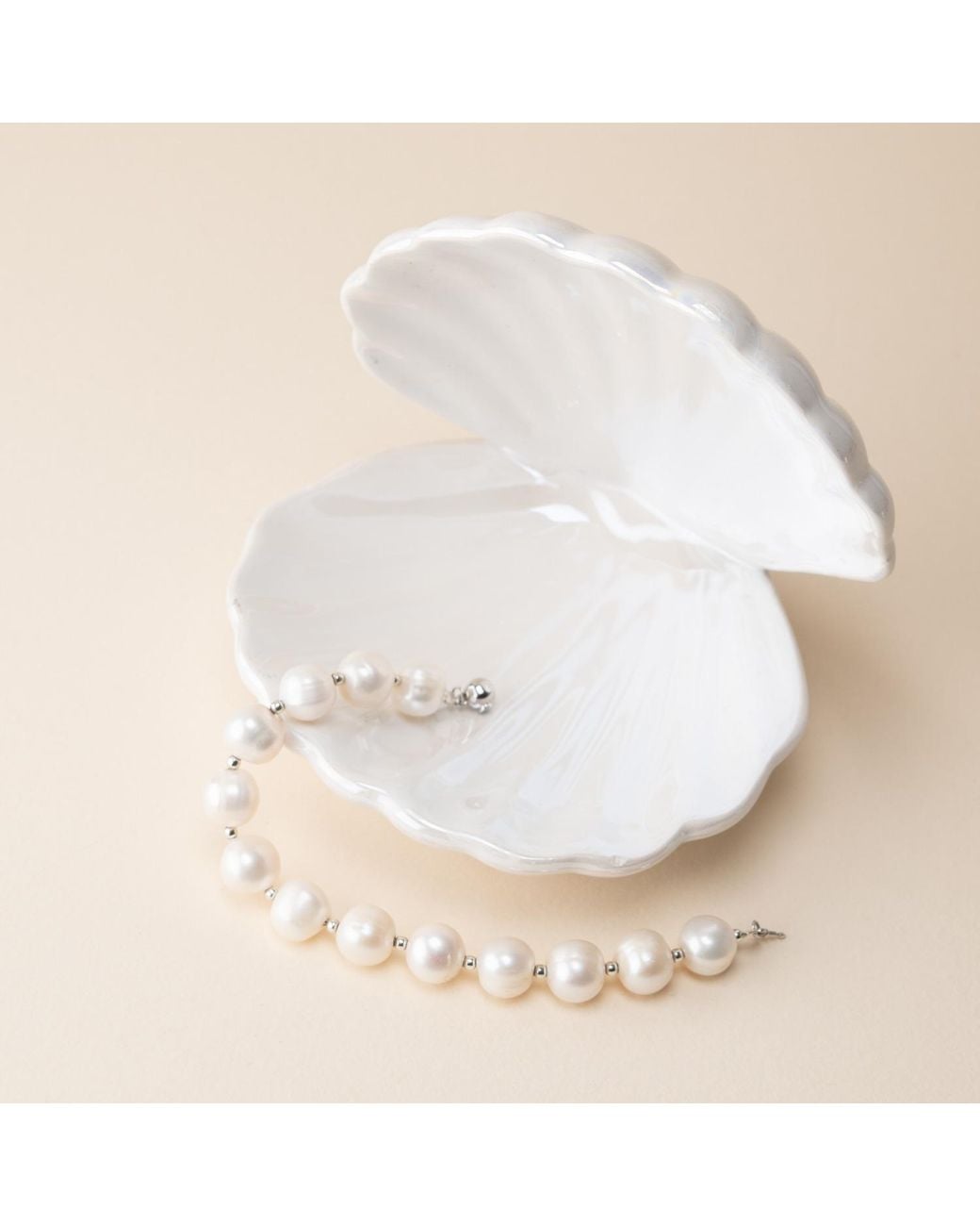 Silver Moon Metallic Sterling Bracelet With Pearls