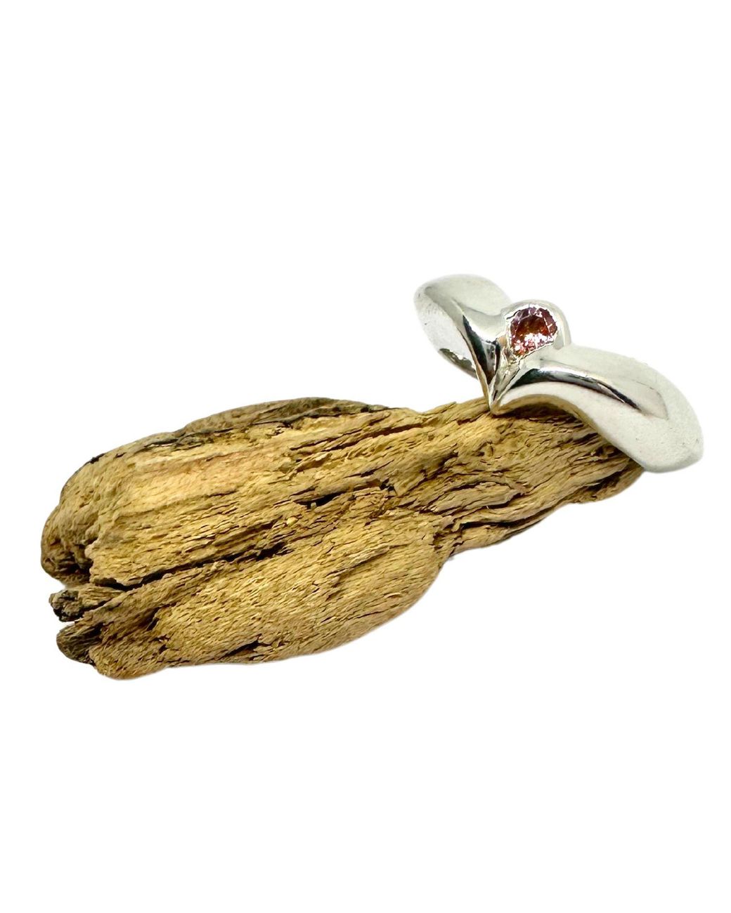 Tg-Jewellery by Tamara Gervasio Metallic Heart-Shaped Band Ring With Cubic Zirconia Sterling
